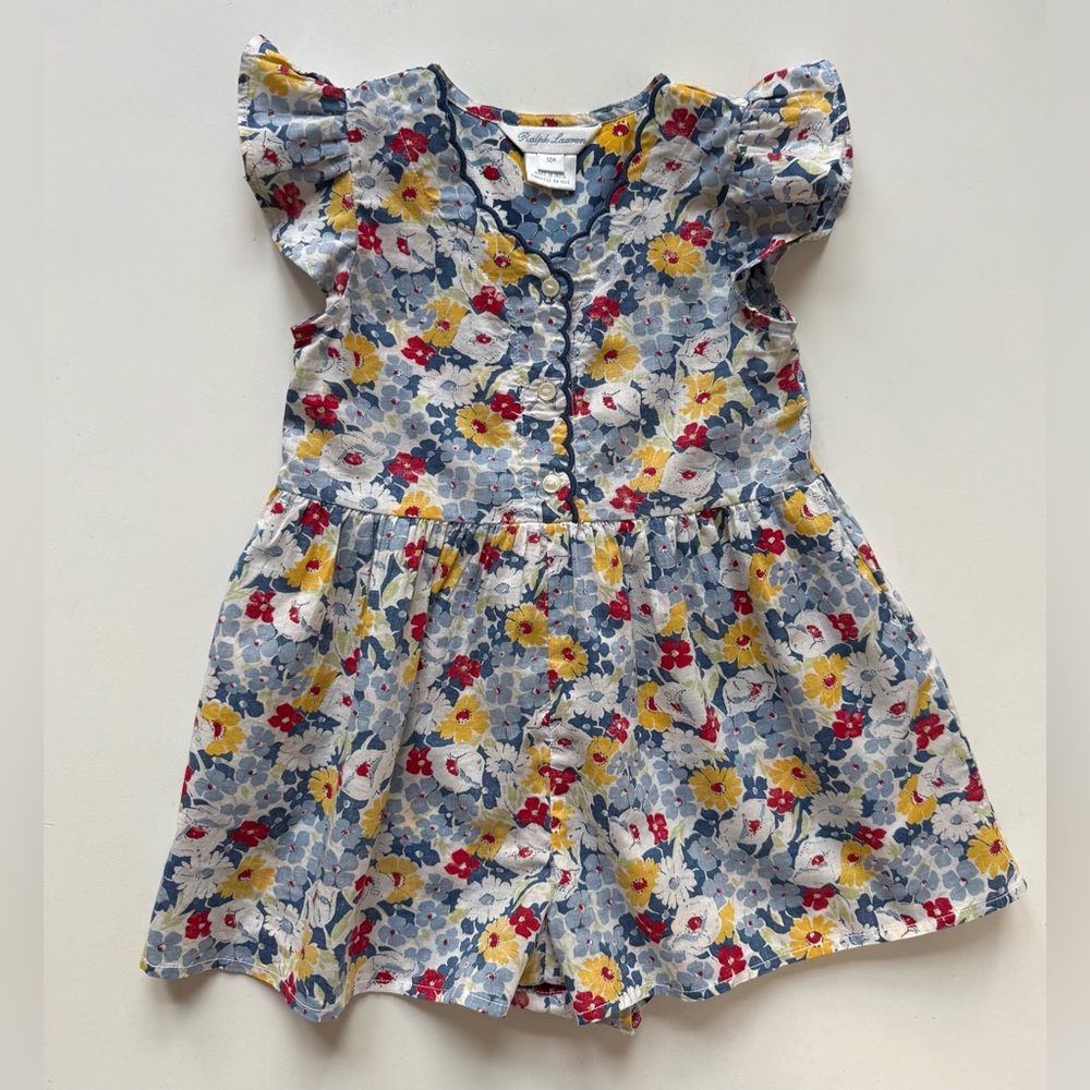 Ralph Lauren Girls Vintage-Inspired Floral Romper - Size 12M